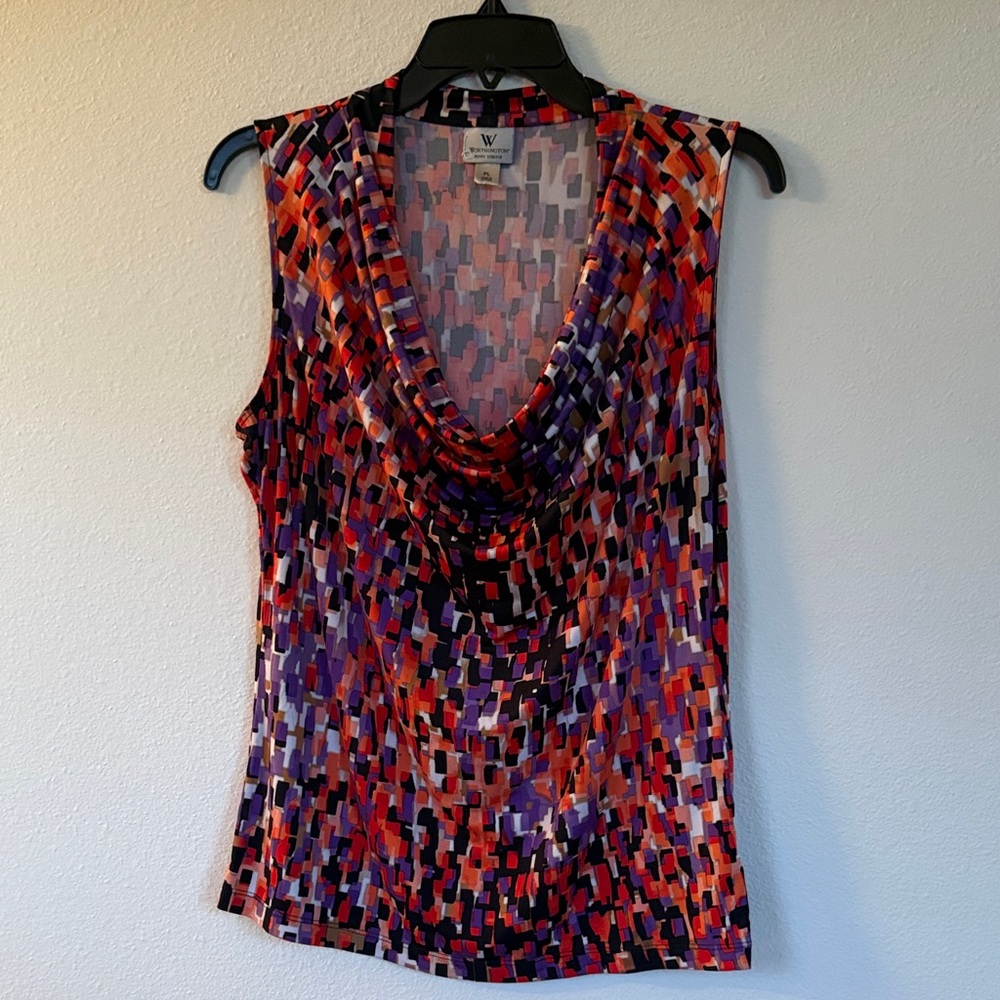 Worthington Multicolor Abstract Sleeveless Blouse